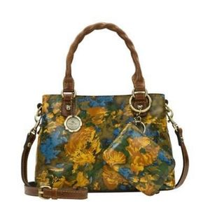 Patricia Nash leather wildflower satchel handbag.25th Anniversary bag.